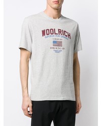 graues bedrucktes T-Shirt mit einem Rundhalsausschnitt von Woolrich