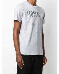 graues bedrucktes T-Shirt mit einem Rundhalsausschnitt von Moschino