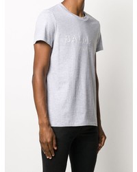 graues bedrucktes T-Shirt mit einem Rundhalsausschnitt von Balmain