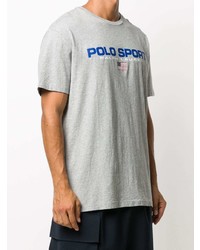 graues bedrucktes T-Shirt mit einem Rundhalsausschnitt von Polo Ralph Lauren