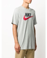 graues bedrucktes T-Shirt mit einem Rundhalsausschnitt von Nike