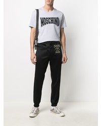 graues bedrucktes T-Shirt mit einem Rundhalsausschnitt von Moschino