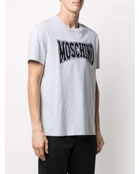 graues bedrucktes T-Shirt mit einem Rundhalsausschnitt von Moschino