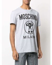 graues bedrucktes T-Shirt mit einem Rundhalsausschnitt von Moschino