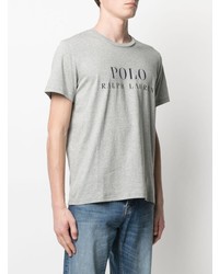 graues bedrucktes T-Shirt mit einem Rundhalsausschnitt von Polo Ralph Lauren