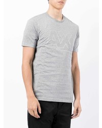 graues bedrucktes T-Shirt mit einem Rundhalsausschnitt von Armani Exchange