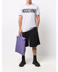 graues bedrucktes T-Shirt mit einem Rundhalsausschnitt von Moschino