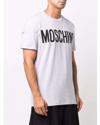 graues bedrucktes T-Shirt mit einem Rundhalsausschnitt von Moschino