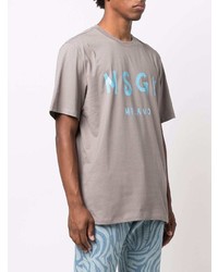 graues bedrucktes T-Shirt mit einem Rundhalsausschnitt von MSGM