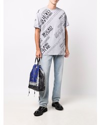 graues bedrucktes T-Shirt mit einem Rundhalsausschnitt von VERSACE JEANS COUTURE