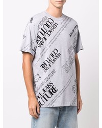 graues bedrucktes T-Shirt mit einem Rundhalsausschnitt von VERSACE JEANS COUTURE