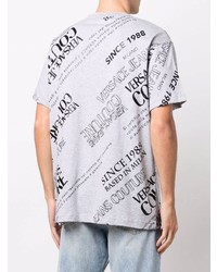 graues bedrucktes T-Shirt mit einem Rundhalsausschnitt von VERSACE JEANS COUTURE