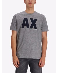 graues bedrucktes T-Shirt mit einem Rundhalsausschnitt von Armani Exchange