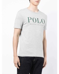 graues bedrucktes T-Shirt mit einem Rundhalsausschnitt von Polo Ralph Lauren