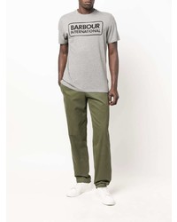 graues bedrucktes T-Shirt mit einem Rundhalsausschnitt von Barbour International