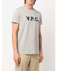 graues bedrucktes T-Shirt mit einem Rundhalsausschnitt von A.P.C.