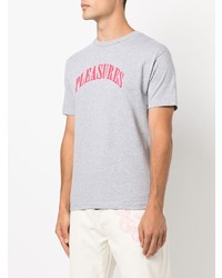 graues bedrucktes T-Shirt mit einem Rundhalsausschnitt von Pleasures