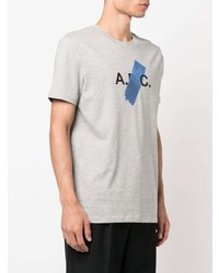 graues bedrucktes T-Shirt mit einem Rundhalsausschnitt von A.P.C.