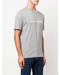 graues bedrucktes T-Shirt mit einem Rundhalsausschnitt von Jacob Cohen