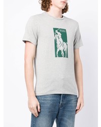 graues bedrucktes T-Shirt mit einem Rundhalsausschnitt von Polo Ralph Lauren