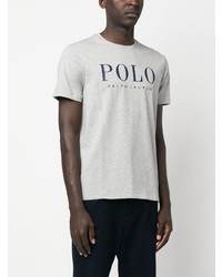 graues bedrucktes T-Shirt mit einem Rundhalsausschnitt von Polo Ralph Lauren