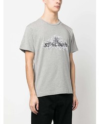 graues bedrucktes T-Shirt mit einem Rundhalsausschnitt von Stone Island