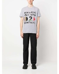 graues bedrucktes T-Shirt mit einem Rundhalsausschnitt von DSQUARED2