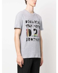 graues bedrucktes T-Shirt mit einem Rundhalsausschnitt von DSQUARED2