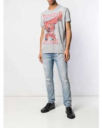 graues bedrucktes T-Shirt mit einem Rundhalsausschnitt von DSQUARED2