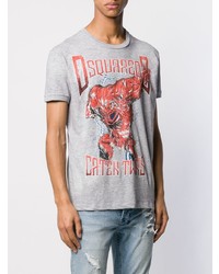 graues bedrucktes T-Shirt mit einem Rundhalsausschnitt von DSQUARED2