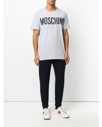 graues bedrucktes T-Shirt mit einem Rundhalsausschnitt von Moschino