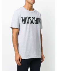 graues bedrucktes T-Shirt mit einem Rundhalsausschnitt von Moschino