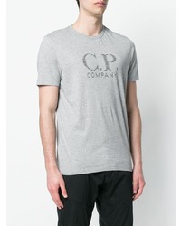 graues bedrucktes T-Shirt mit einem Rundhalsausschnitt von CP Company