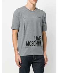 graues bedrucktes T-Shirt mit einem Rundhalsausschnitt von Love Moschino