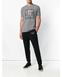 graues bedrucktes T-Shirt mit einem Rundhalsausschnitt von Love Moschino