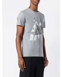 graues bedrucktes T-Shirt mit einem Rundhalsausschnitt von Moncler