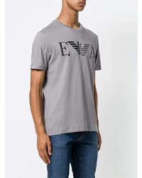 graues bedrucktes T-Shirt mit einem Rundhalsausschnitt von Emporio Armani