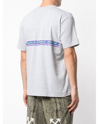 graues bedrucktes T-Shirt mit einem Rundhalsausschnitt von Supreme