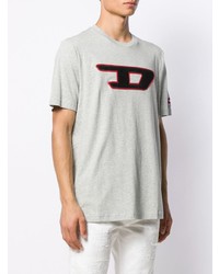 graues bedrucktes T-Shirt mit einem Rundhalsausschnitt von Diesel