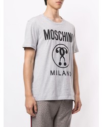 graues bedrucktes T-Shirt mit einem Rundhalsausschnitt von Moschino