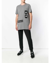 graues bedrucktes T-Shirt mit einem Rundhalsausschnitt von Rick Owens DRKSHDW