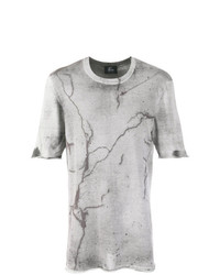 graues bedrucktes T-Shirt mit einem Rundhalsausschnitt von Lost & Found Ria Dunn