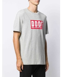 graues bedrucktes T-Shirt mit einem Rundhalsausschnitt von Diesel