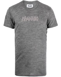 graues bedrucktes T-Shirt mit einem Rundhalsausschnitt von Magliano