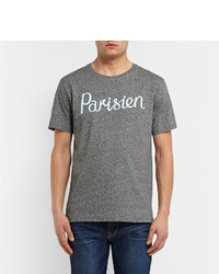 graues bedrucktes T-Shirt mit einem Rundhalsausschnitt von Kitsune