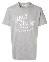 graues bedrucktes T-Shirt mit einem Rundhalsausschnitt von MAISON KITSUNÉ