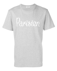 graues bedrucktes T-Shirt mit einem Rundhalsausschnitt von MAISON KITSUNÉ