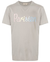 graues bedrucktes T-Shirt mit einem Rundhalsausschnitt von MAISON KITSUNÉ