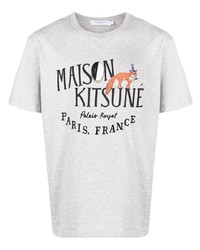 graues bedrucktes T-Shirt mit einem Rundhalsausschnitt von MAISON KITSUNÉ