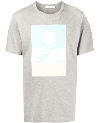 graues bedrucktes T-Shirt mit einem Rundhalsausschnitt von MAISON KITSUNÉ